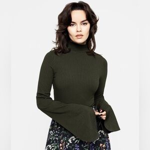 Nectar High-Neck Flared Sleeve Top Sz 8 – Cottagecore, Romantic, Elevated Basics